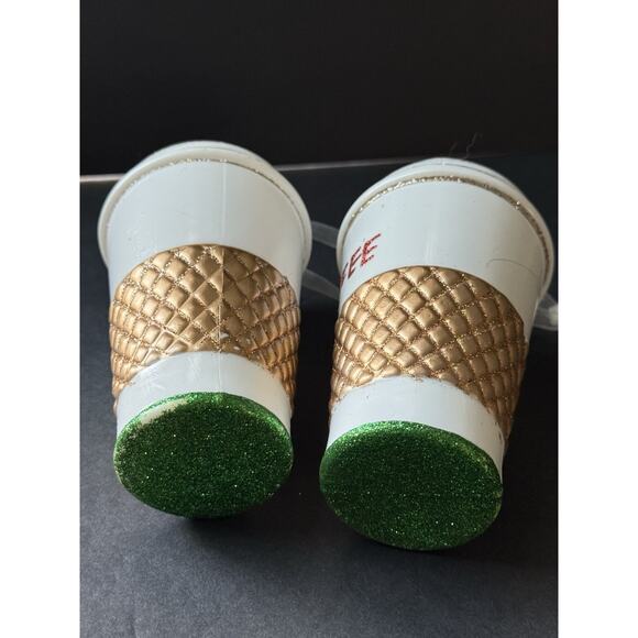 Coffee Lover Christmas To Go Cup Hanging Ornament Set (2) Whimsycore - Picture 3 of 5